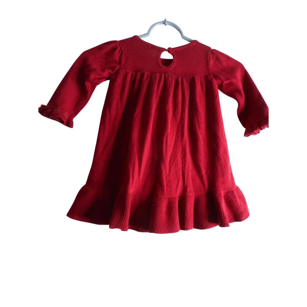 Deep Red Gymboree knit lined dress Sz 12-18 m cotton blend bow accent